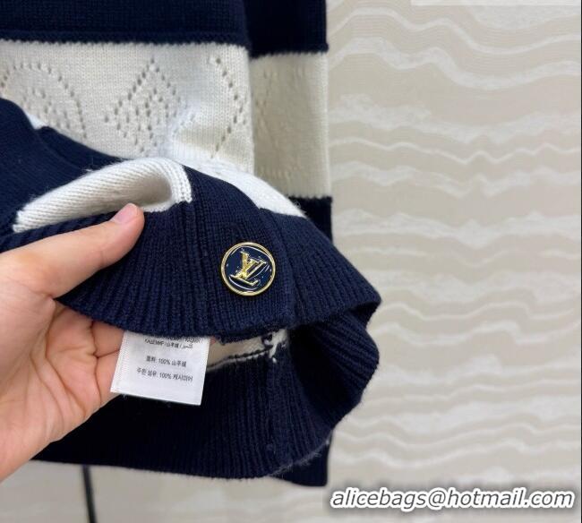 Top Grade Louis Vuitton Cashmere Cardigan LV081113 Deep Blue/White 2026