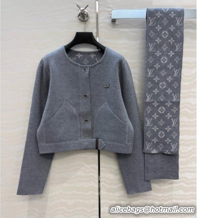 Good Taste Louis Vuitton Wool Jacket with Scarf LV081115 Grey 2026