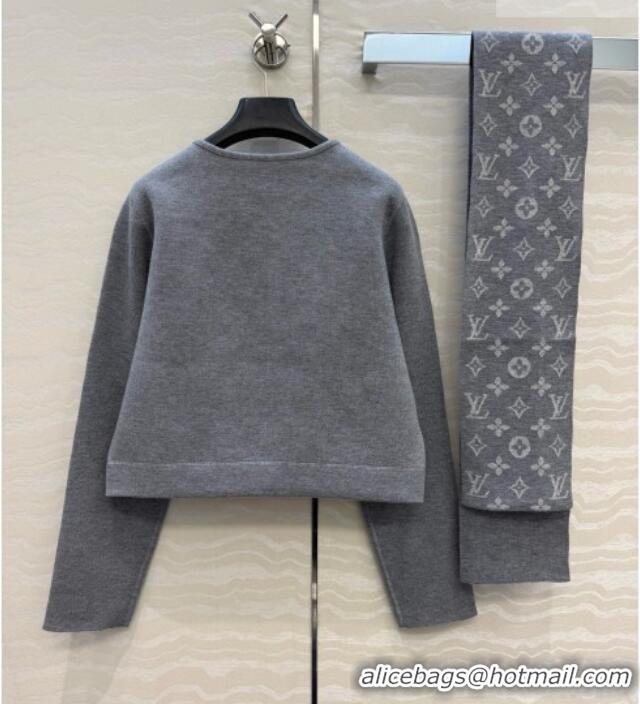Good Taste Louis Vuitton Wool Jacket with Scarf LV081115 Grey 2026