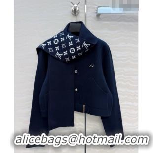 Good Looking Louis Vuitton Wool Jacket with Scarf LV081114 Deep Blue 2026