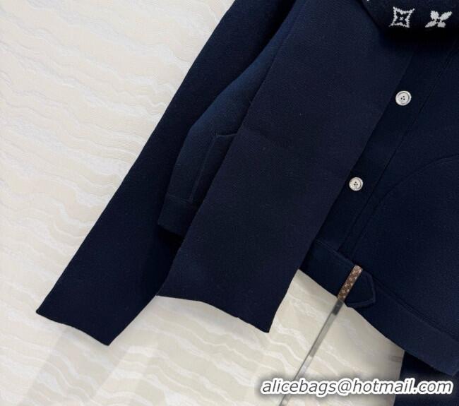 Good Looking Louis Vuitton Wool Jacket with Scarf LV081114 Deep Blue 2026