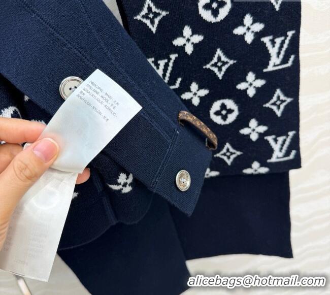 Good Looking Louis Vuitton Wool Jacket with Scarf LV081114 Deep Blue 2026