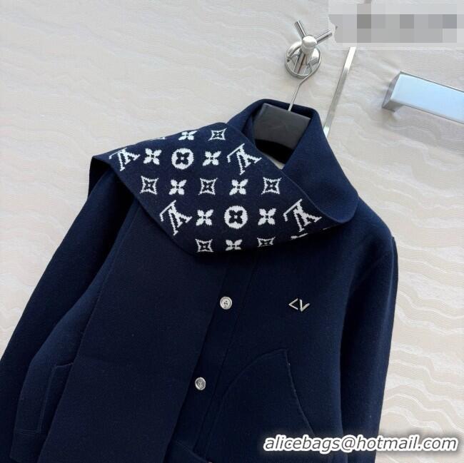 Good Looking Louis Vuitton Wool Jacket with Scarf LV081114 Deep Blue 2026
