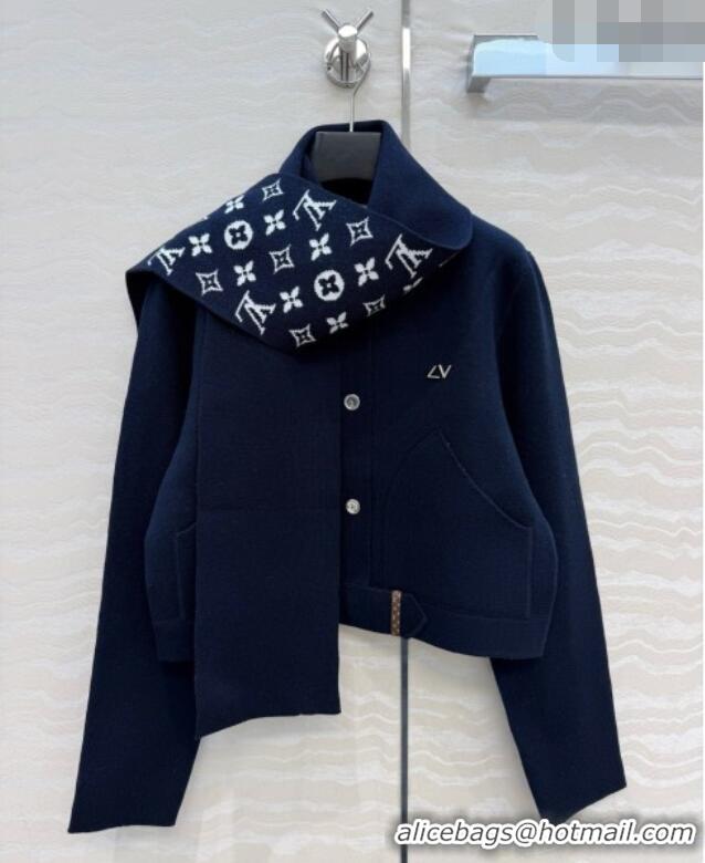 Good Looking Louis Vuitton Wool Jacket with Scarf LV081114 Deep Blue 2026