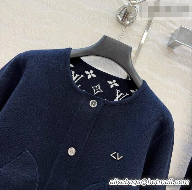 Good Looking Louis Vuitton Wool Jacket with Scarf LV081114 Deep Blue 2026