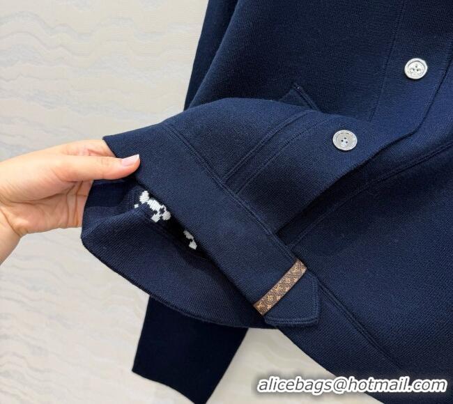 Good Looking Louis Vuitton Wool Jacket with Scarf LV081114 Deep Blue 2026
