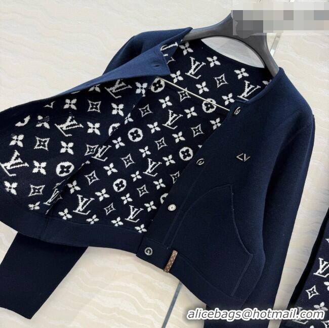 Good Looking Louis Vuitton Wool Jacket with Scarf LV081114 Deep Blue 2026