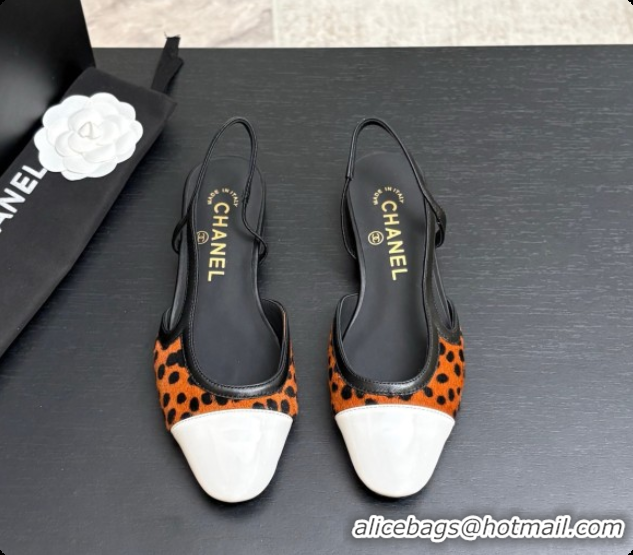 Grade Quality Chanel Mixed Fibers & Patent Leather Slingbacks Flat CH072759 Brown 2026