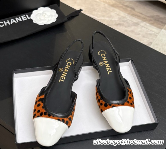 Grade Quality Chanel Mixed Fibers & Patent Leather Slingbacks Flat CH072759 Brown 2026