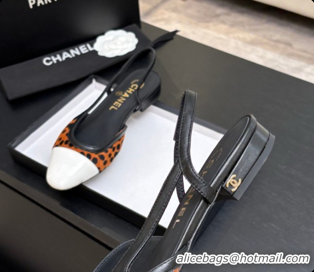 Grade Quality Chanel Mixed Fibers & Patent Leather Slingbacks Flat CH072759 Brown 2026