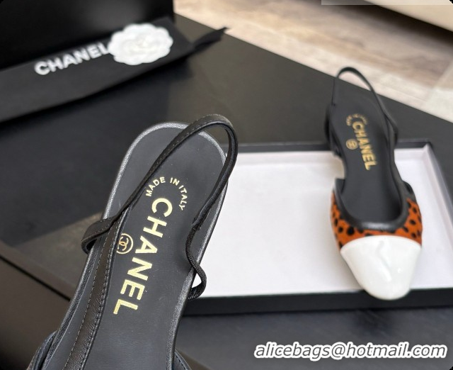 Grade Quality Chanel Mixed Fibers & Patent Leather Slingbacks Flat CH072759 Brown 2026