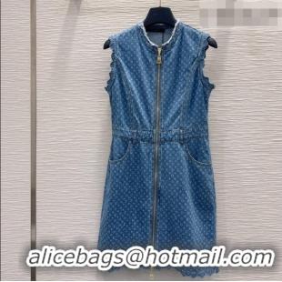 Buy Fashionable Louis Vuitton Monogram Denim Dress LV081248 Blue 2026