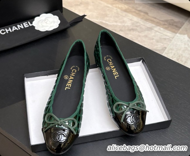 Low Price Chanel Crocodile Pattern Calfskin & Patent Leather Ballet Flat G02819 Green 2026