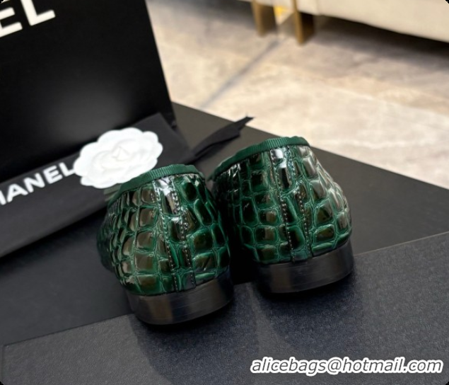 Low Price Chanel Crocodile Pattern Calfskin & Patent Leather Ballet Flat G02819 Green 2026