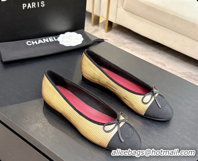 Big Discount Chanel Gold Leather Ballet Flat G02819 CH072770 2026