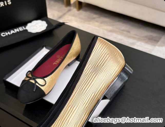 Big Discount Chanel Gold Leather Ballet Flat G02819 CH072770 2026