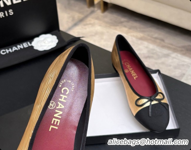 Big Discount Chanel Gold Leather Ballet Flat G02819 CH072770 2026