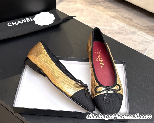 Big Discount Chanel Gold Leather Ballet Flat G02819 CH072770 2026