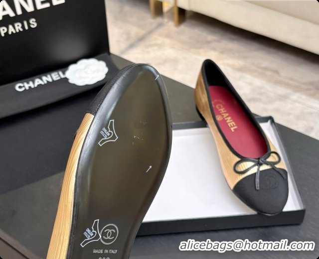 Big Discount Chanel Gold Leather Ballet Flat G02819 CH072770 2026