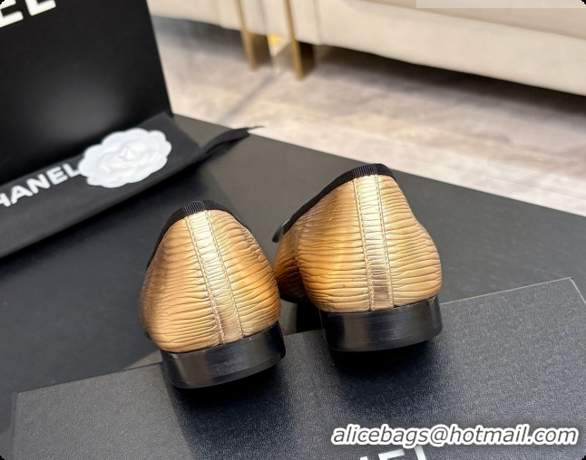 Big Discount Chanel Gold Leather Ballet Flat G02819 CH072770 2026