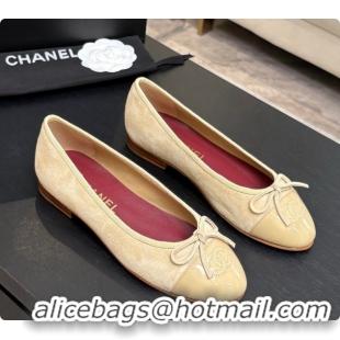 Cheap Price Chanel Suede & Patent Leather Ballet Flat G02819 CH072771 Beige 2026
