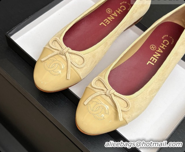Cheap Price Chanel Suede & Patent Leather Ballet Flat G02819 CH072771 Beige 2026