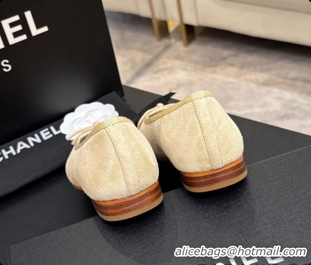 Cheap Price Chanel Suede & Patent Leather Ballet Flat G02819 CH072771 Beige 2026