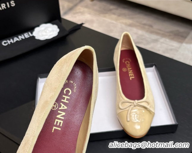 Cheap Price Chanel Suede & Patent Leather Ballet Flat G02819 CH072771 Beige 2026