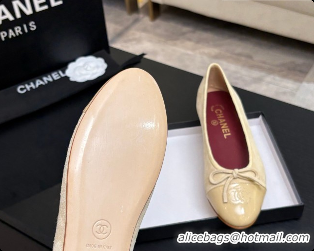 Cheap Price Chanel Suede & Patent Leather Ballet Flat G02819 CH072771 Beige 2026
