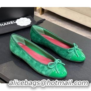 Stylish Chanel Suede & Patent Leather Ballet Flat G02819 CH072772 Green 2026