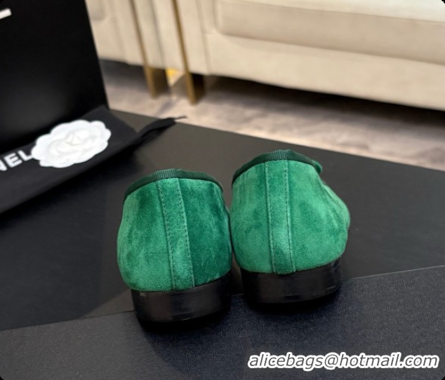 Stylish Chanel Suede & Patent Leather Ballet Flat G02819 CH072772 Green 2026