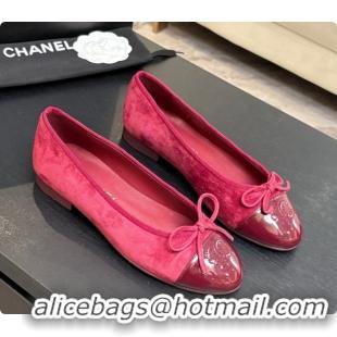 Grade Quality Chanel Suede & Patent Leather Ballet Flat G02819 CH072773 Burgundy 2026