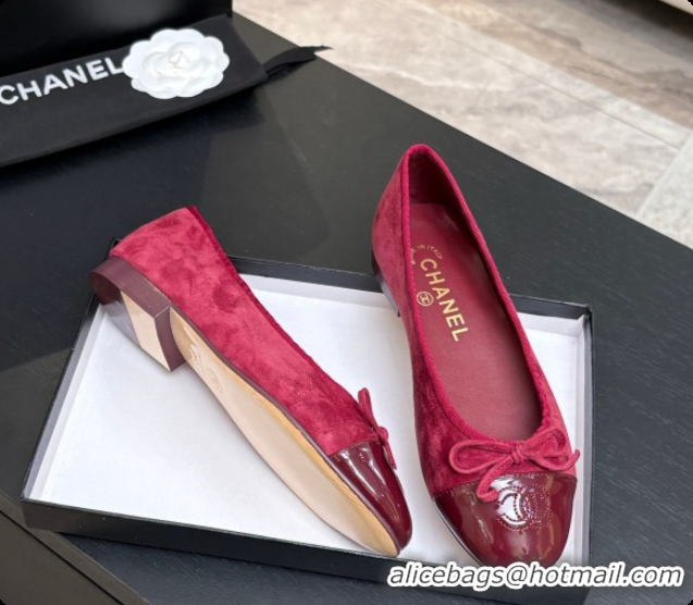 Grade Quality Chanel Suede & Patent Leather Ballet Flat G02819 CH072773 Burgundy 2026