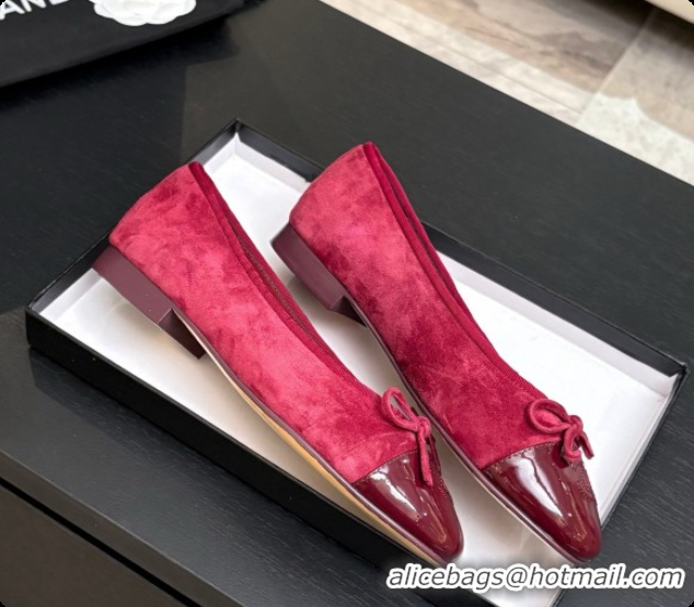 Grade Quality Chanel Suede & Patent Leather Ballet Flat G02819 CH072773 Burgundy 2026