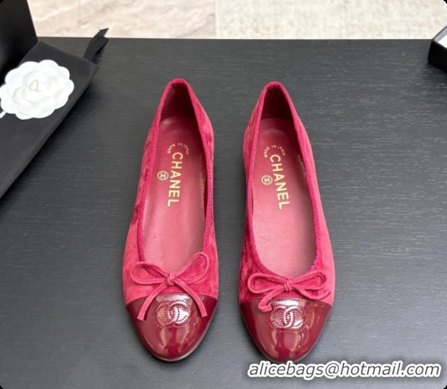 Grade Quality Chanel Suede & Patent Leather Ballet Flat G02819 CH072773 Burgundy 2026