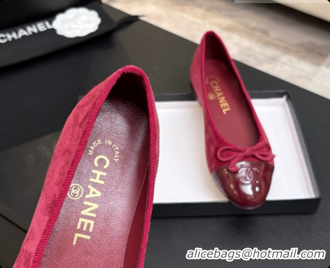 Grade Quality Chanel Suede & Patent Leather Ballet Flat G02819 CH072773 Burgundy 2026