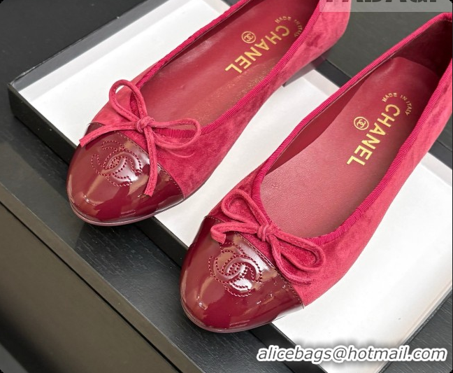 Grade Quality Chanel Suede & Patent Leather Ballet Flat G02819 CH072773 Burgundy 2026