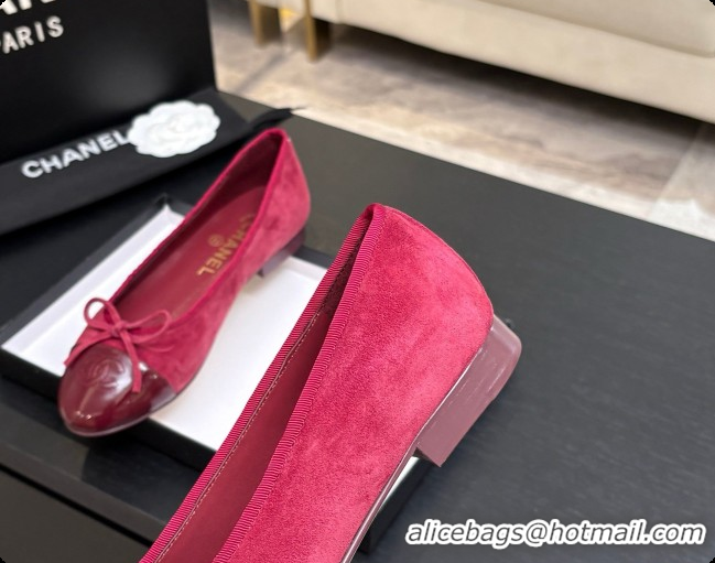 Grade Quality Chanel Suede & Patent Leather Ballet Flat G02819 CH072773 Burgundy 2026