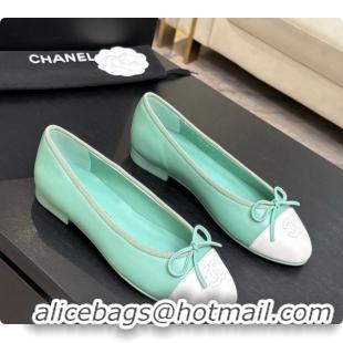 Luxury Chanel Lambskin Ballet Flat G02819 CH072775 Light Green/White 2026