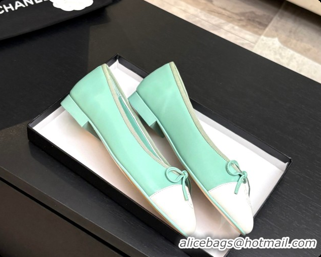 Luxury Chanel Lambskin Ballet Flat G02819 CH072775 Light Green/White 2026