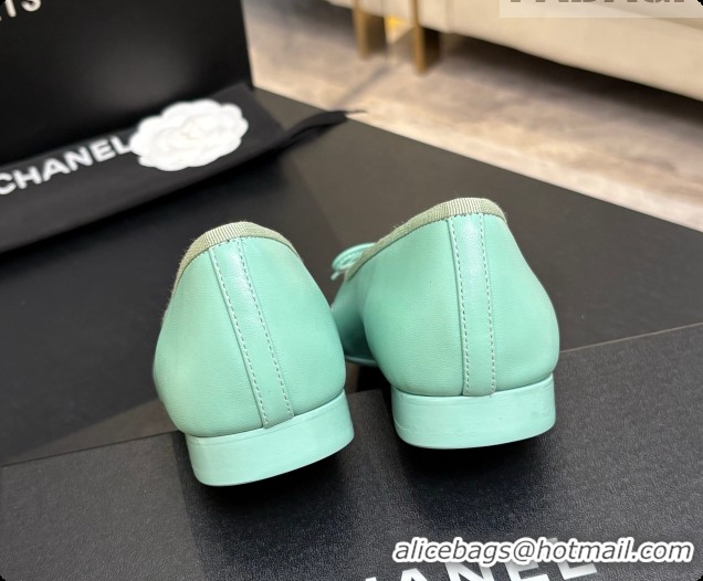 Luxury Chanel Lambskin Ballet Flat G02819 CH072775 Light Green/White 2026