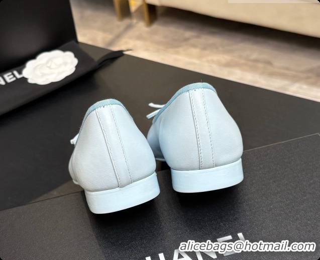 Best Grade Chanel Lambskin Ballet Flat G02819 CH072777 Light Blue/Burgundy 2026