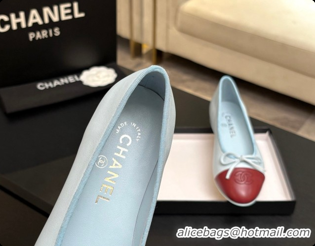 Best Grade Chanel Lambskin Ballet Flat G02819 CH072777 Light Blue/Burgundy 2026