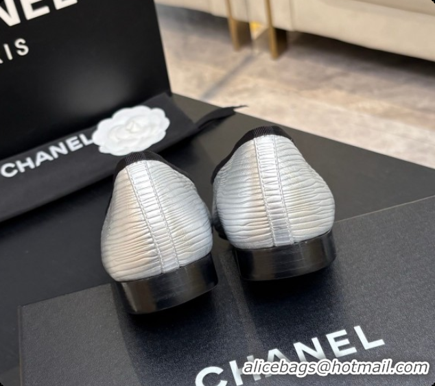 Good Quality Chanel Silver Leather Ballet Flat G02819 CH072679 2026