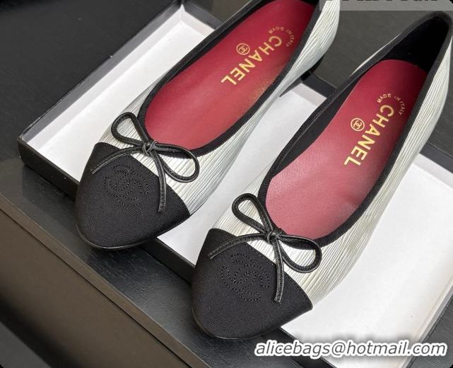 Good Quality Chanel Silver Leather Ballet Flat G02819 CH072679 2026