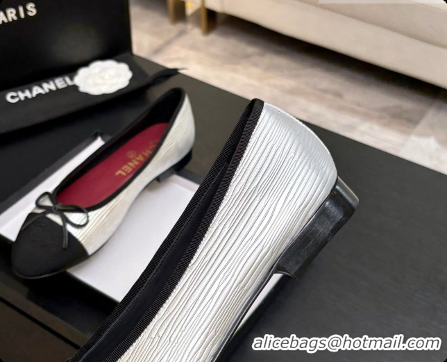 Good Quality Chanel Silver Leather Ballet Flat G02819 CH072679 2026