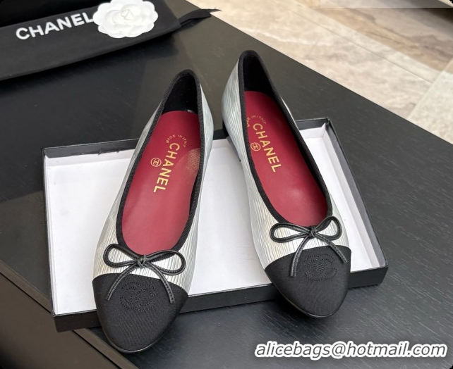 Good Quality Chanel Silver Leather Ballet Flat G02819 CH072679 2026