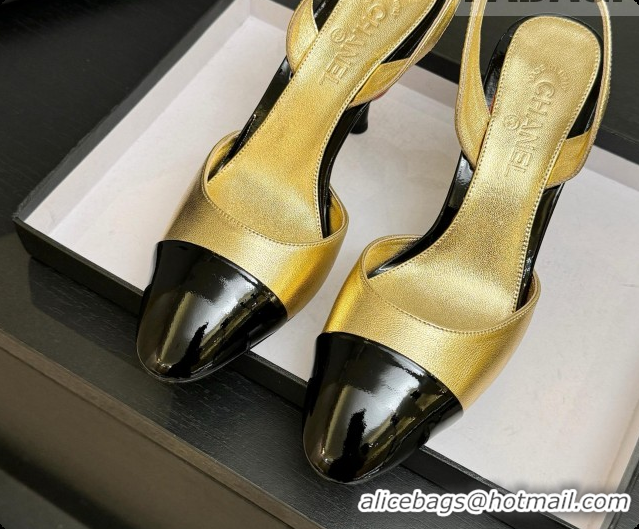 Luxurious Chanel Lambskin & Patent Leather Slingbacks G47469 Gold 2026