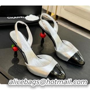 Grade Quality Chanel Lambskin & Patent Leather Slingbacks G47469 Silver 2026