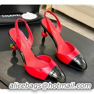 Luxury Cheap Chanel Lambskin & Patent Leather Slingbacks G47469 Red 2026